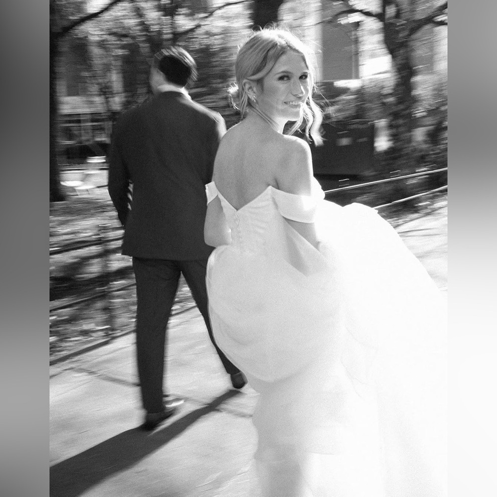 Jenny Yoo White Off-the-Shoulder A-Line Wedding Dress - Picture 7 of 16